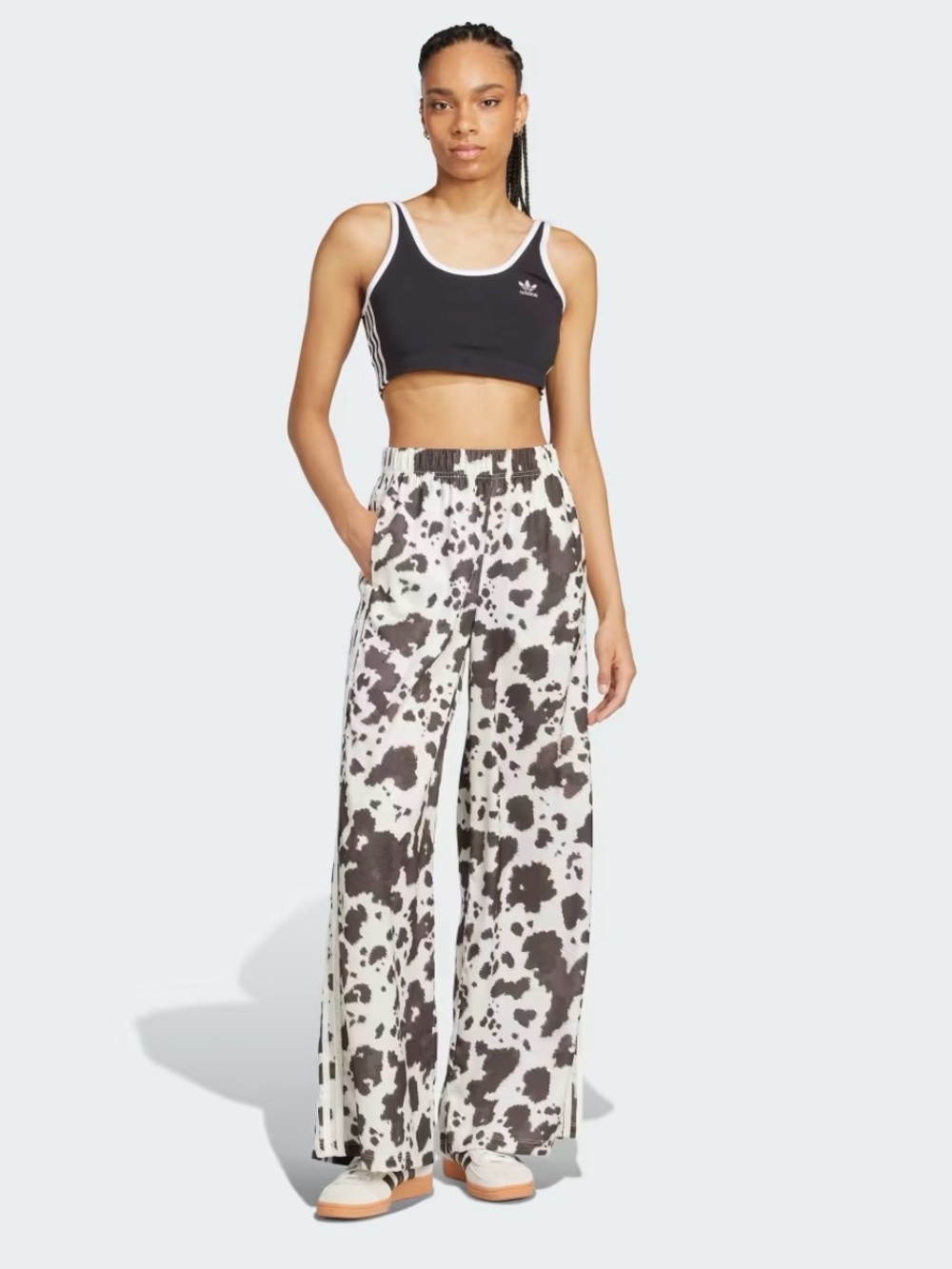NEW adidas cow print wide leg track pants joggers